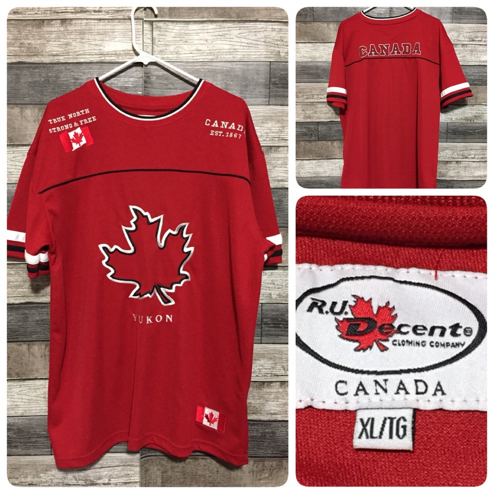 RU Decent Canada Jersey Men’s XL Red Short Sleeve Embroidered Yukon True North